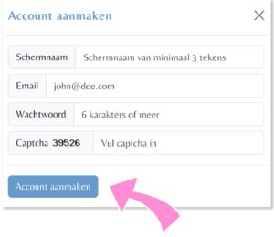 vul je gegevens in en maak je account aan 